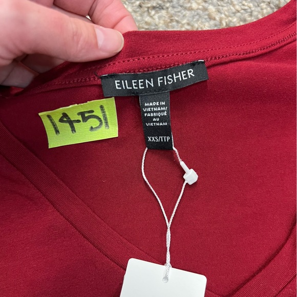 Eileen Fisher shirt Womens XXS red long sleeve v-neck tunic business casual - Picture 5 of 9